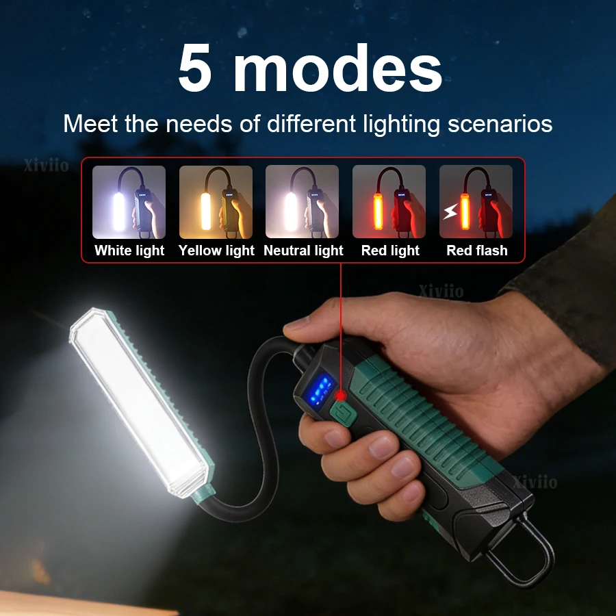 2026 NEW 90000LM Magnetic LED Work Light Rechargeable 360° Swivel Hose Hanging Hook LED Work Light Outdoor Camping Car Repair