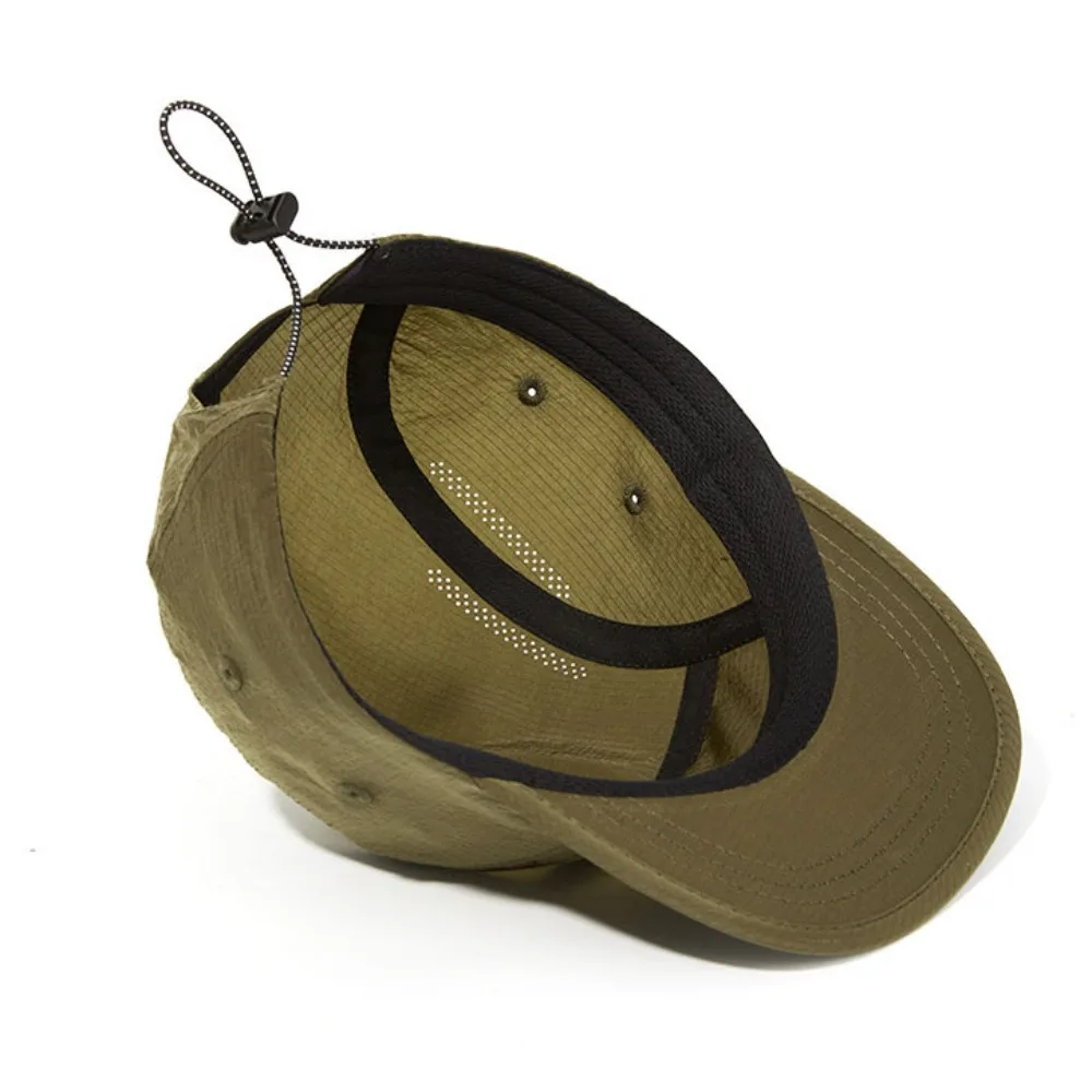 Japanese Style Flat Brimmed Baseball Cap Adjustable Breathable Quick Drying Cap Soft Top Solid Color Sun Visor Cap Unisex