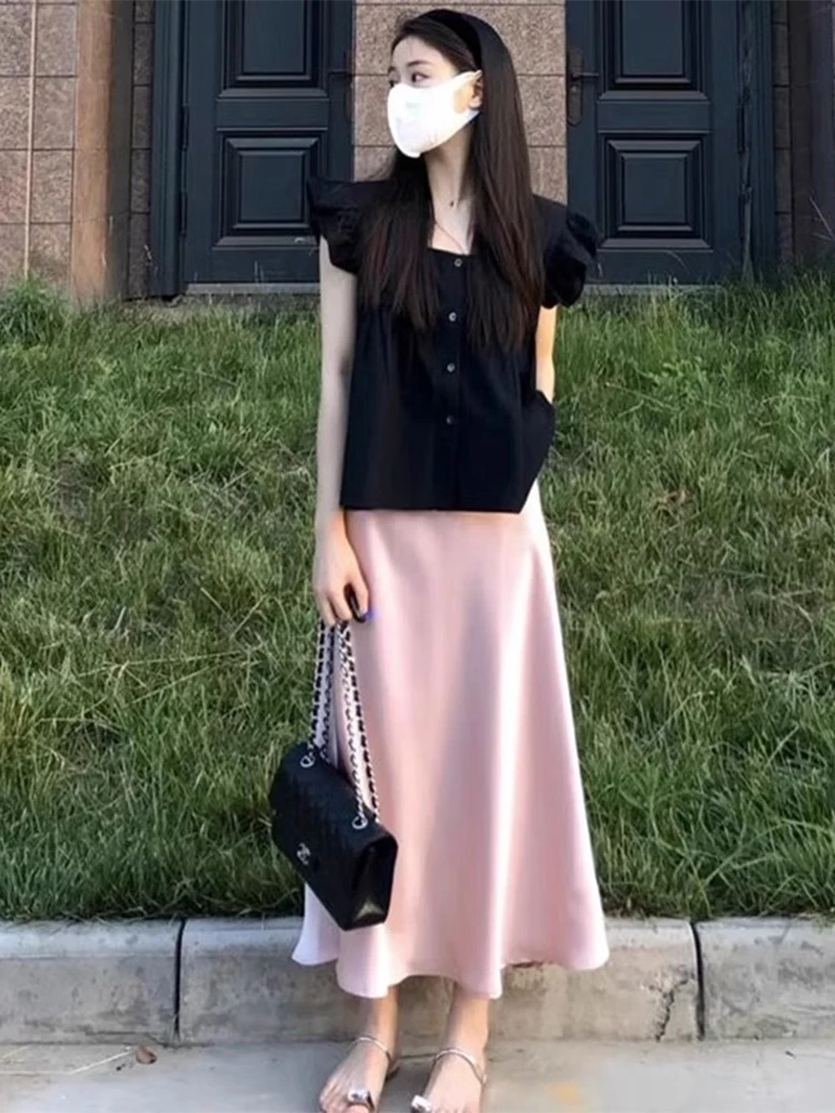 

Розовое атласное платье из ацетата с воротником-халтер, женское, размер S, с юбкой-рыбкой, летнее, с завышенной талией, облегающее, длинное, А-силуэт