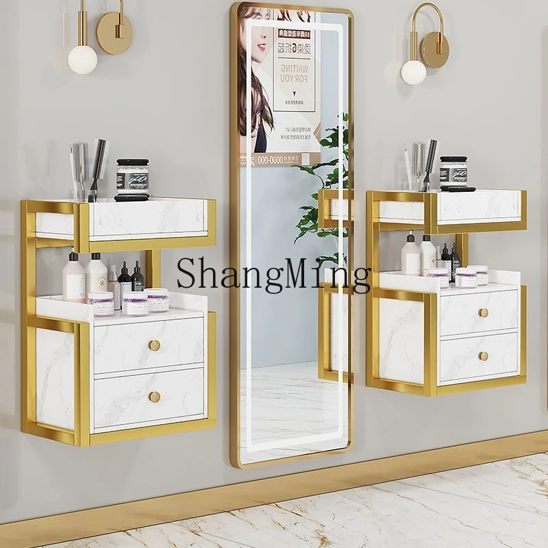 

FG hair salon tool cabinet Internet celebrity barber shop wall hanging hair salon storage mirror barber rack cabinet