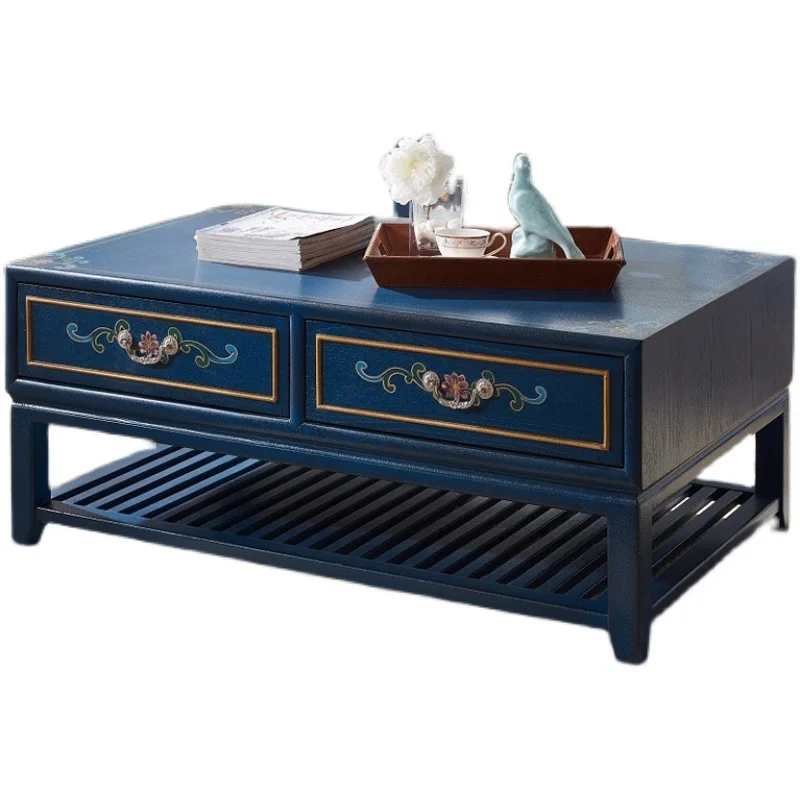 CX light luxury blue TV cabinet large coffee table combination living room floor audio-visual cabinet