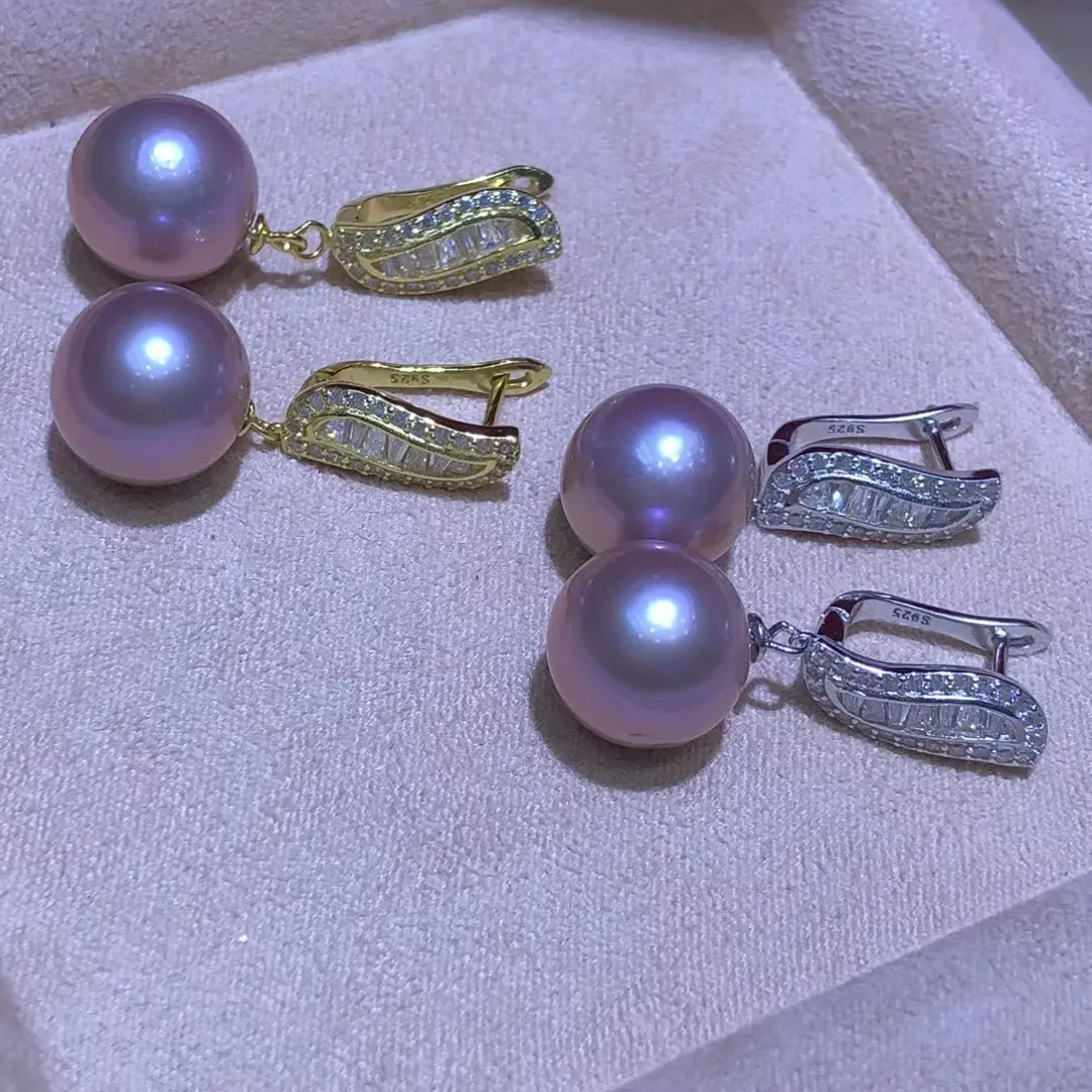 Wholesale S925 Sterling Silver Earrings Mount Findings Settings Base Mounting Parts Accessory for 12-14mm Pearls 5 pairs/lot