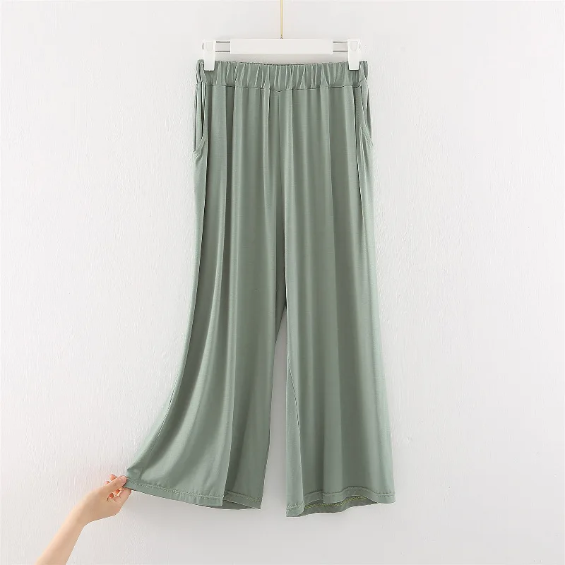 Fdfklak Large Size Women Sleepwear Pant Loose Cotton Spring Summer 3/4 Length Pajamas Pants Lounge Wear Home Pantalones Female