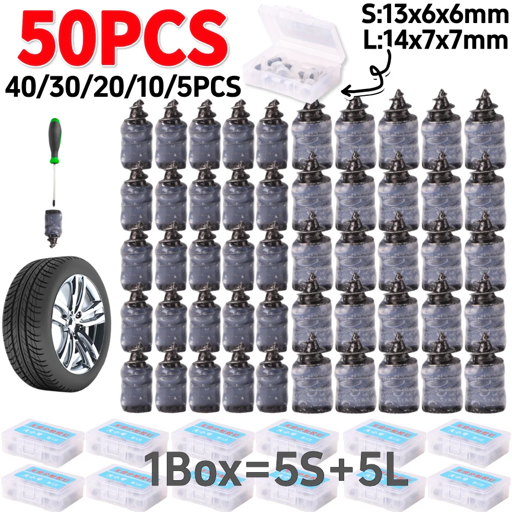 

50PCS Vacuum Tyre Repair Nail Tire Puncture Screws Motorcycle Fitting Set Tubeless Wheel Repairs Punctures Kit Patches for Car