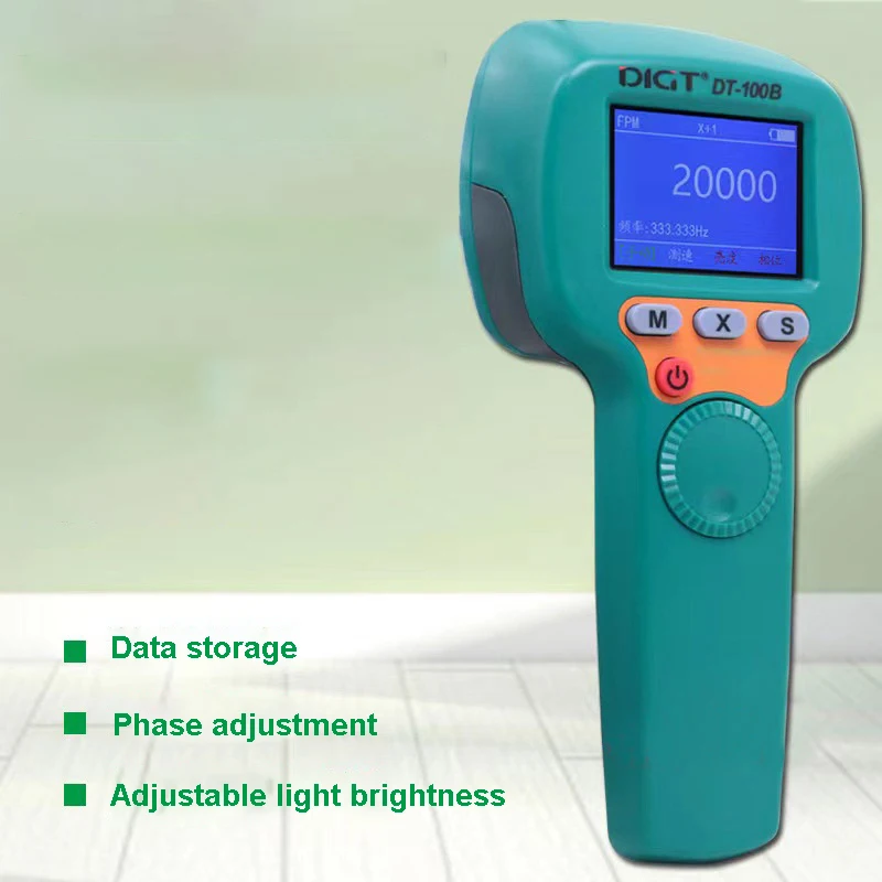 DT-100B Digital Handheld Stroboscope LED Flash Strobe Tachometer Speed Tester Non-Contact Gear Printing Rotation Speed Analyze