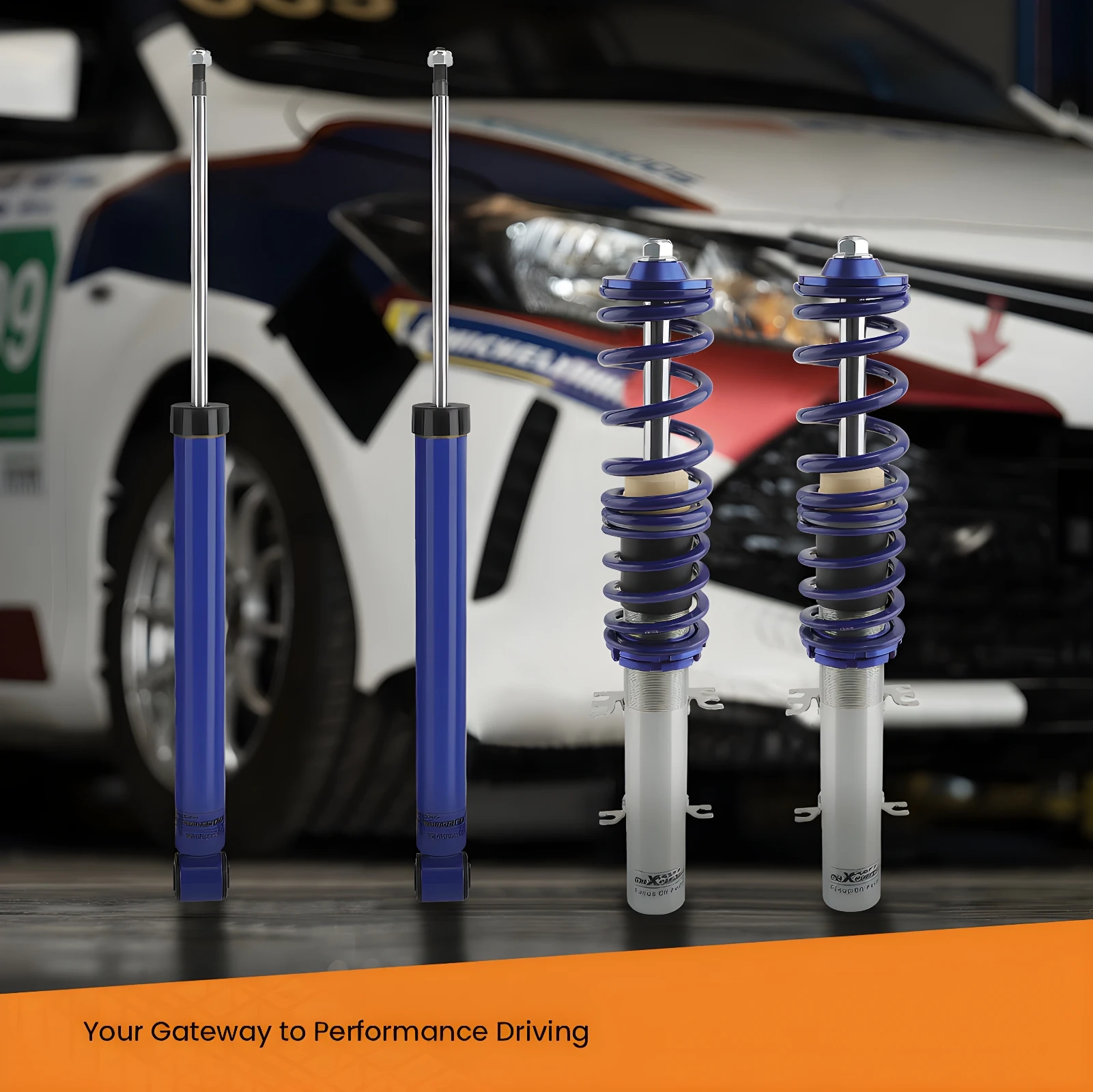 Coilovers for VW Golf MK4 FWD 1997-2007, for VW Jetta MK4 1999-2005, for VW New Beetle FWD 1998-2010, Height Adjustable Coilovers Suspension Kit Struts, Lowering Kit Blue