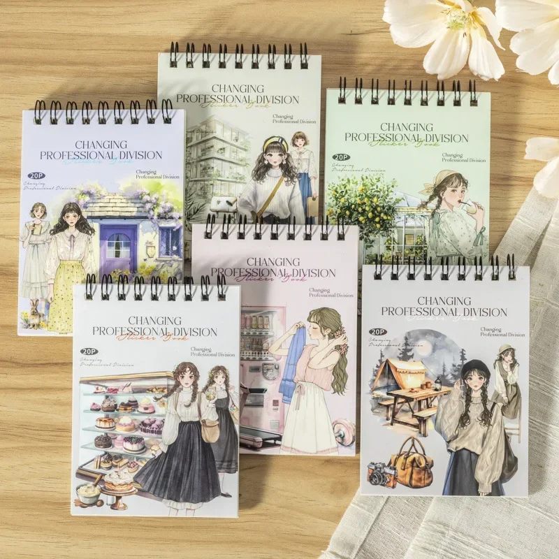 1Pack/2Pack Versatile Professions Coil Sticker Book 6 Career Themes for Journal Roleplay Decor