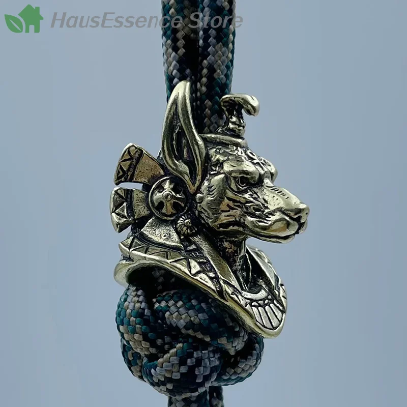 Ensemble de pendentifs en laiton pour couteau EDC, motif Chacal de la mort de l'Égypte ancienne, pour perles, paracorde, cordons tressés, bijoux et activités de plein air