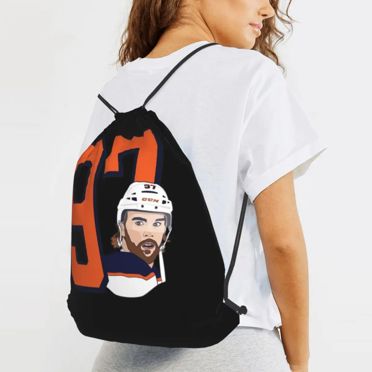 

Connor McDavid 97 For Edmonton Oilers Fans Backpacks Fashion Drawstring Bags Sports Bag Book Bags for Travel Students