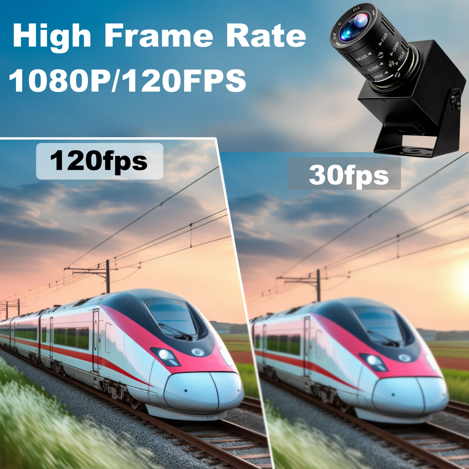 ELP 1080P 120FPS High Speed USB Camera 12MP Ultra HD IMX577 Industrial Webcam with 3.6-10mm Varifocal Lens for Machine Vision PC
