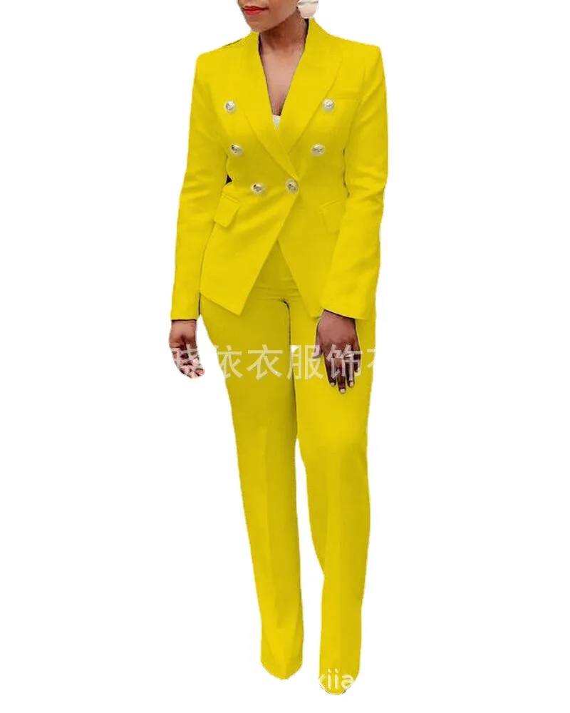 Pant Sets 2023 New High Waited Solid Color Small Suit Long Slept Pans Suit Ensemble Commanding Suit New Two Piece Woman Clothing