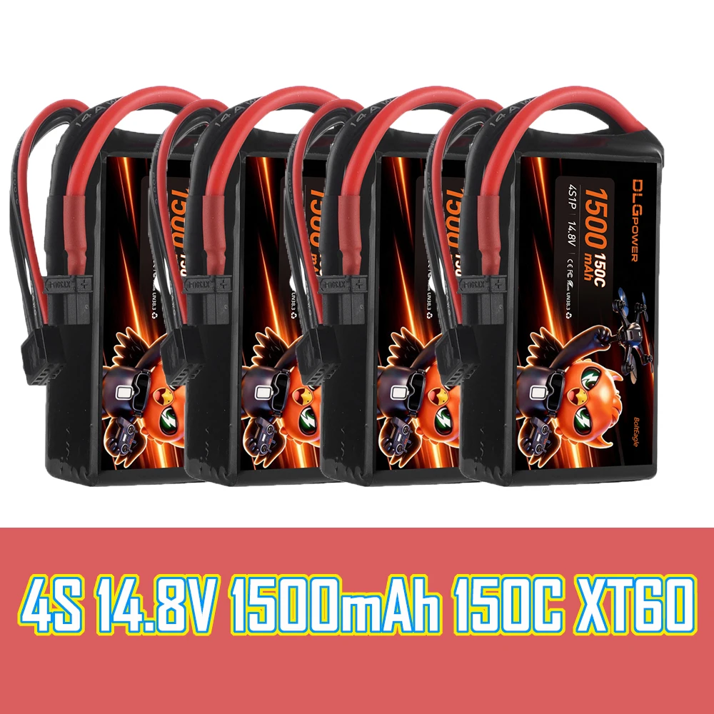 RC Lipo Battery 4S 14.8V 1500mAh 150C XT60 Plug for FPV Drone Helicopter Airplane RC Aeroplane Car Evader Quadcopter Truck Boat