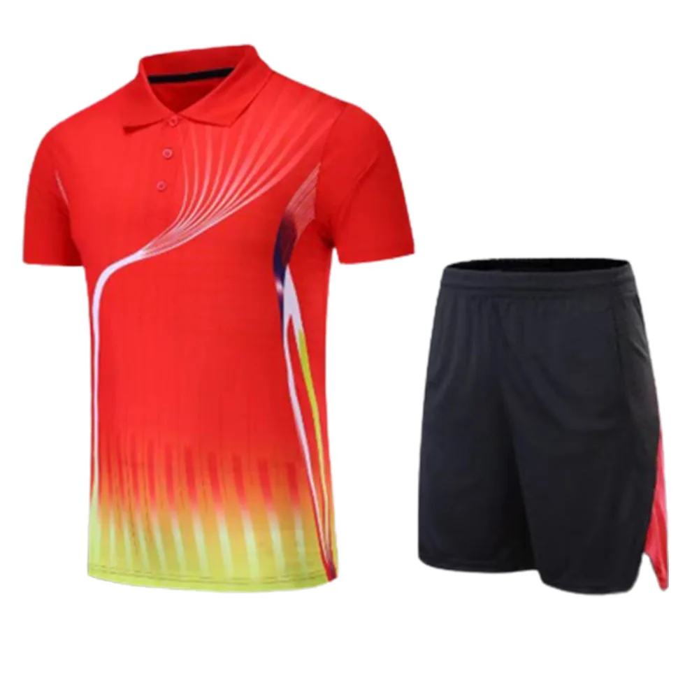 Polo Men Table Tennis Jersey Clothes Sets Quick Dry Turn Down Collar Short Sleeve Training Tennis Badminton Shirt Short Suit