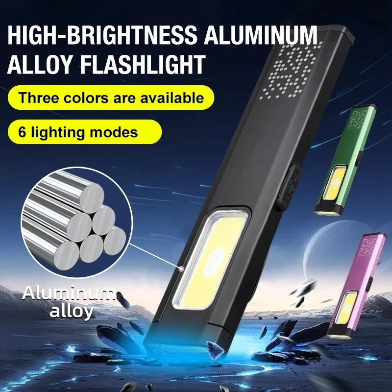 New Keychain Flashlight Multi-functional Portable USB Rechargeable Mini Torch Light with Magnet for Outdoor Hiking Camping