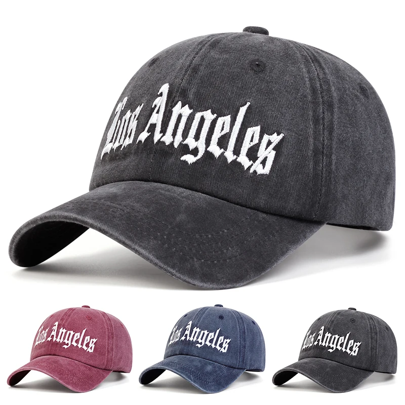 Unisex LOS ANGELES Personality Embroidery Wash Baseball Caps Spring and Autumn Outdoor Adjustable Casual Hats Sunscreen Hat