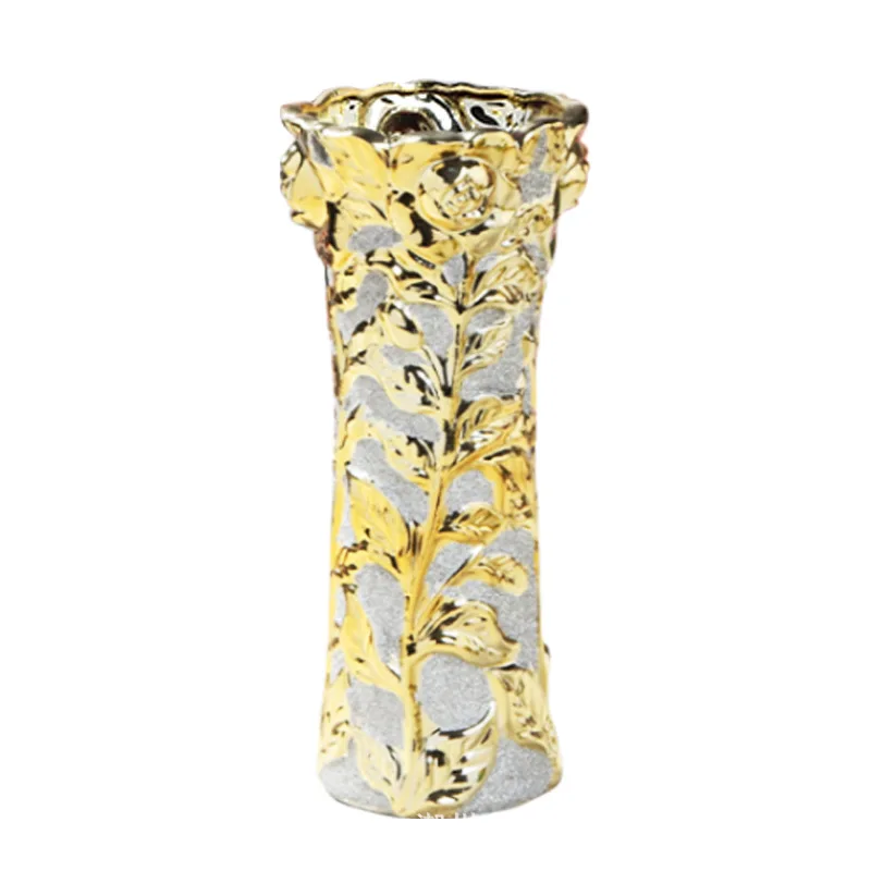 

DSA Ceramic Vase Modern Ornament Home Decor Gold Plated Home Wedding Hall Living Room Dry Flower Arrangement Hands-Plated Gold