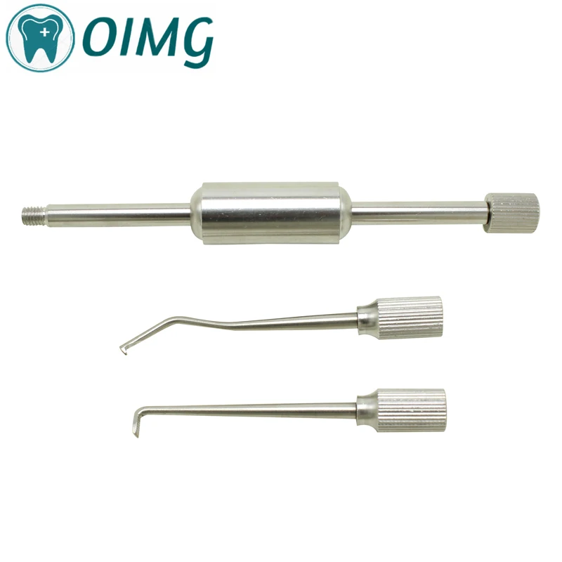 1Set Stainless Steel Dental Crown Remover 2 Tips Press Button Dentist Lab Equipment Dentist Tools Material Manual Control