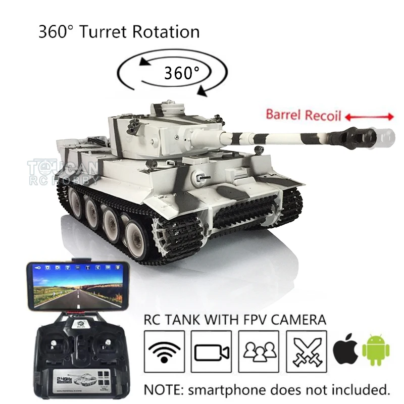 

1/16 HENG LONG Tiger I RTR RC Tank 3818 7.0 FPV Camera Metal Wheels Barrel Recoil RC Panzer Boys for Toys TH19123-SMT4