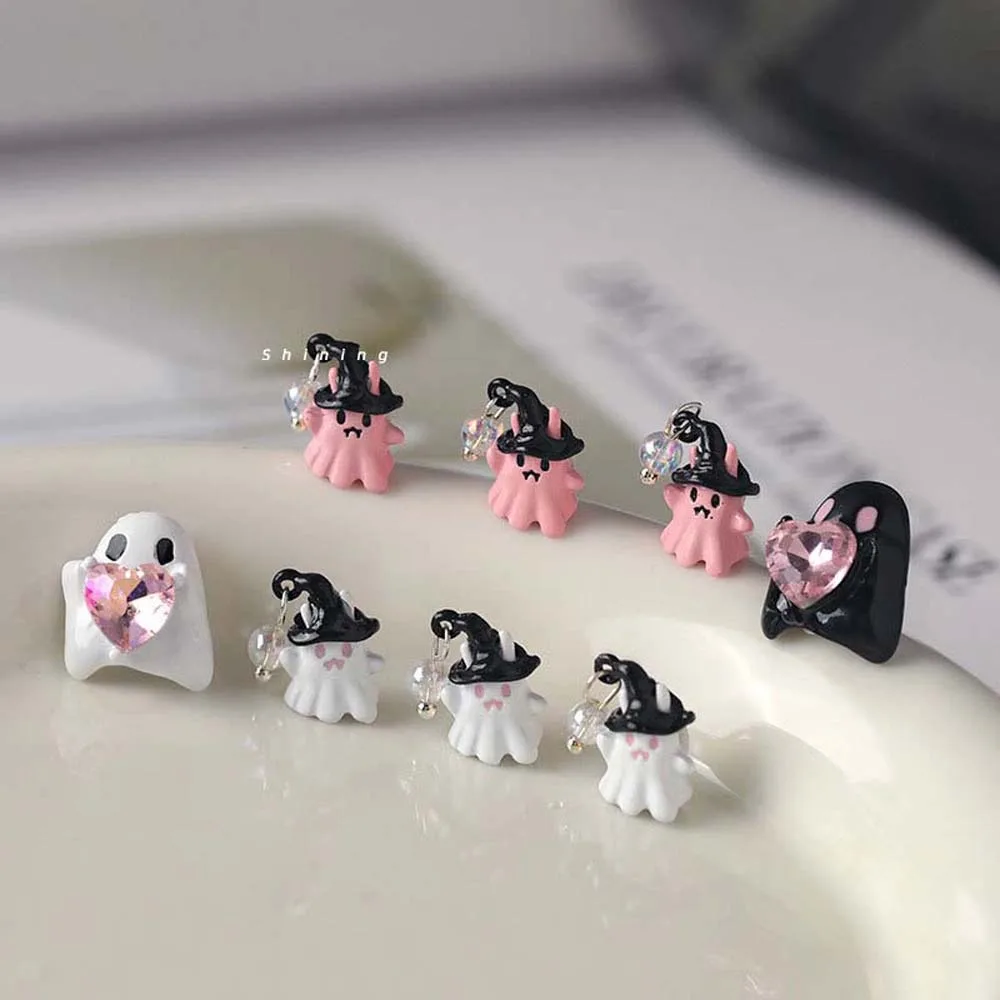 

2Pcs/set Manicure Material Halloween Ghost Nail Decorations DIY Nail Ornaments Nail Supplies Halloween Ghost Nail Accessories