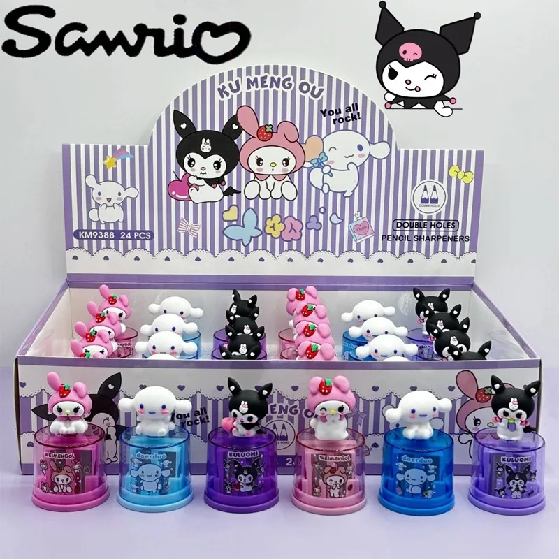 Sanrio Pencil Sharpener Cartoon Kuromi  My Melody Creative Double-hole Pencil Lead Planer Pencil Sharpeners Students Stationery