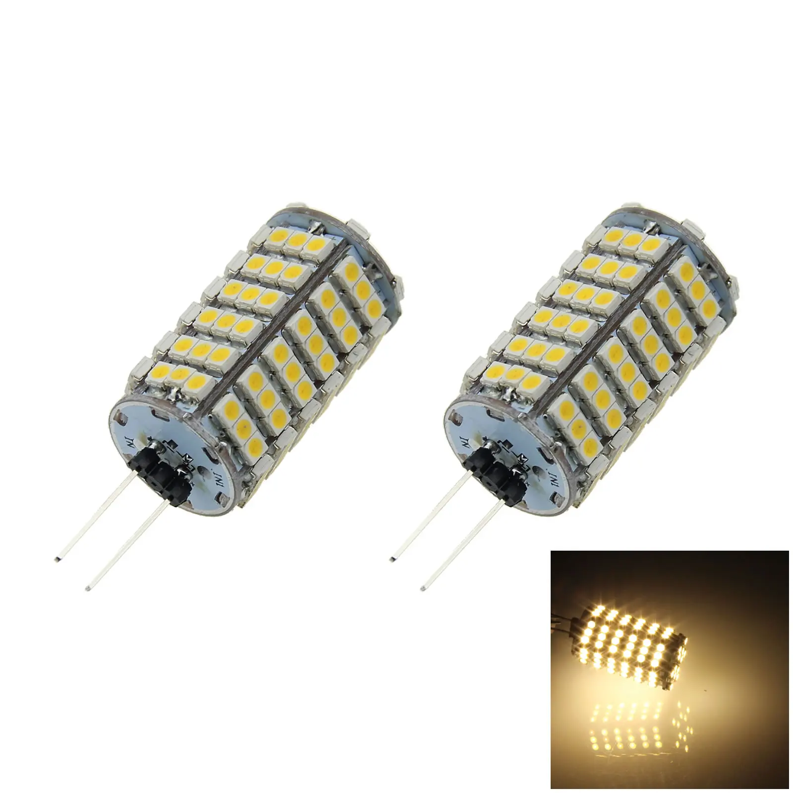 2x Warm White Decor G4 Cabinet Lamp Capsule Light 120 Emitters 1210 SMD LED T005-WN