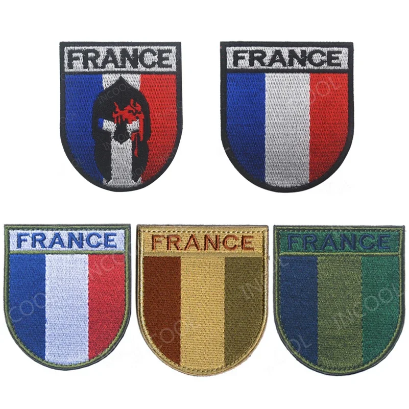 France French IR Infrared Reflective Flag Patch Embroidery FRA Appliqued PVC Rubber Flags Decorative Stickers For Clothing Cap