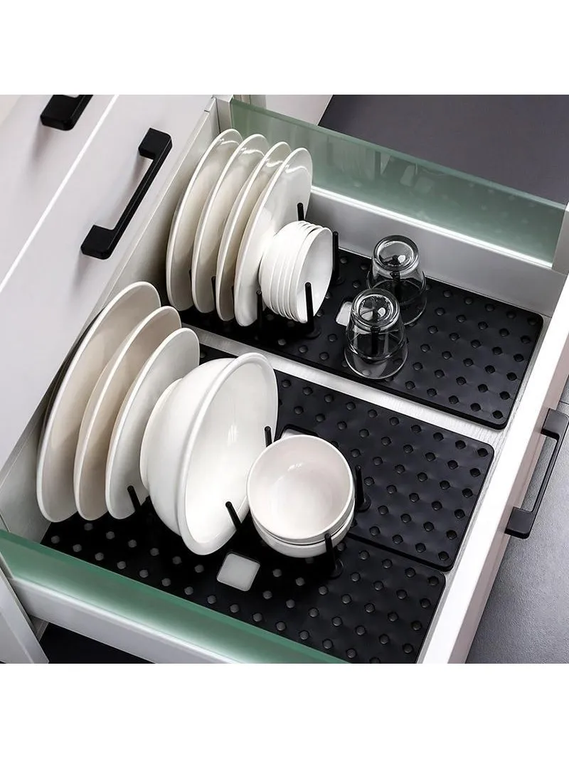 kitchen-drawer-type-expandable-draining-bowl-rack-dish-cup-organizer-modern-simple-style-dish-storage-shelf-utensil-holder