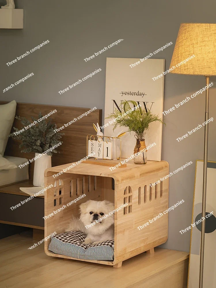 Solid Wood Bedside Pet Bed Suspension Off The Ground People and Pets Share An Integrated Locker