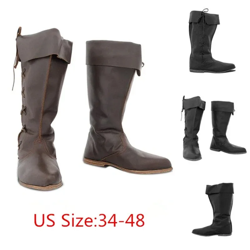 homens-mulheres-medieval-renascentista-cosplay-gotico-punk-viking-pirata-aderecos-sapatos-de-couro-cavaleiro-botas-altas-paladino-traje-witc-ujfj