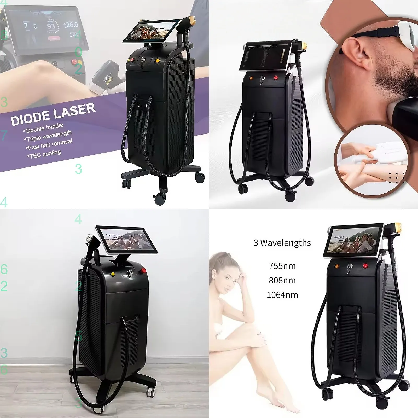 5000W Upgraded 808nm Diode Laser Hair Removal Device Permanent Painless 3 Wavelength Cooling System