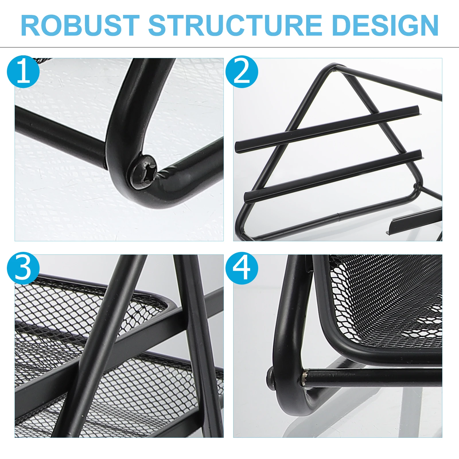 1Pcs File Holder Desk Organizer Metal Storage Rack 2-Tier Black Desktop Organizer for Documents Bills Postcards Mails Magazines