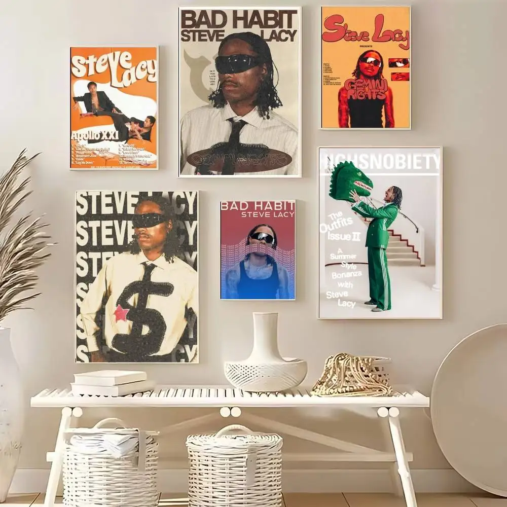 Famous Popular R&B Singer S-Steve Lacy Poster High Quality Dorm Living Room Aesthetic Wall Decoration Painting Stickers Gift