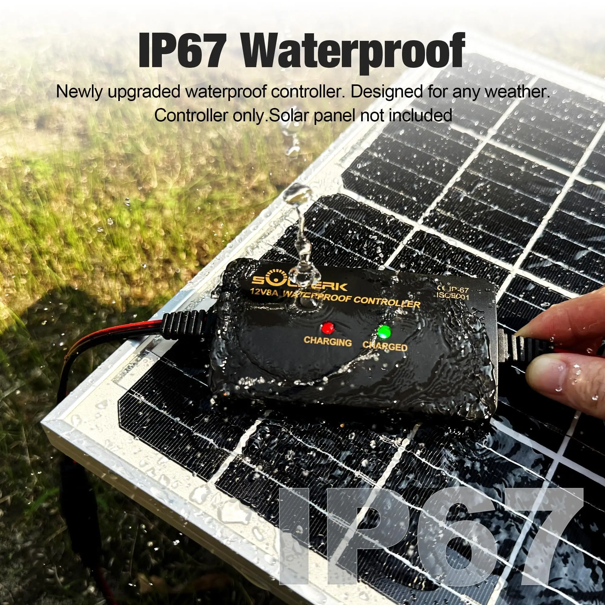 8A 12V Solar Charge Controller with LED Display Smart Solar Panel Battery Regulator for Gel Lead-Acid Batteries in RVs and Boats