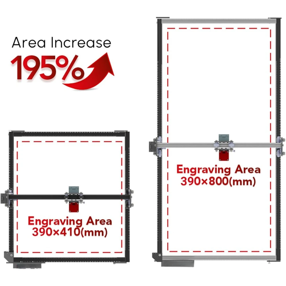 Laser Engraver Area Expansion Kit, Extension, Engraving Area is Expanded to 390 * 800mm(15.35 x 31.49 Inch)