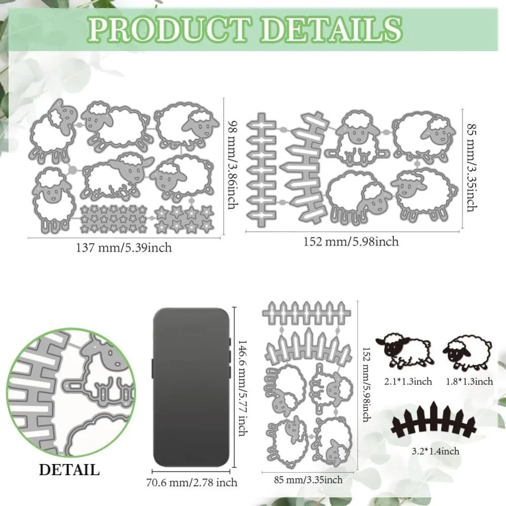 Little Star Sheep Metal Cutting Dies Cartoon Sheep Die Cuts Stencils Animal Farm Fence Embossing Template Dies for DIY Craft