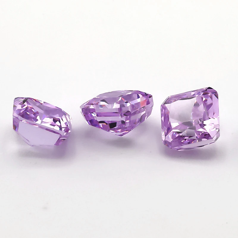 08 # Hellvioletter, quadratischer, achteckiger, strahlender, Crushed-Ice-Schliff, Zirkonia-Stein 5x5mm, 5A, loser CZ, synthetischer Edelstein für Schmuck – Detail 1