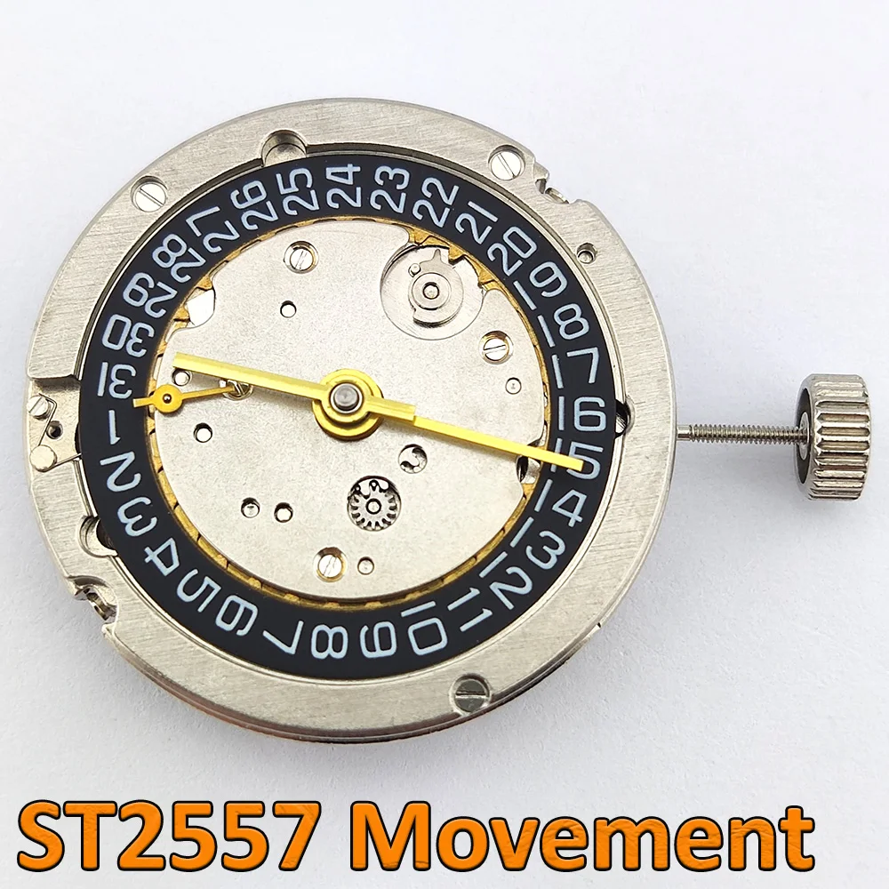 Seagull ST2557 Movement Automatic Mechanical Movement GMT Black Datewheel Automatic Movement 9 O'Clock Second Hands Movement