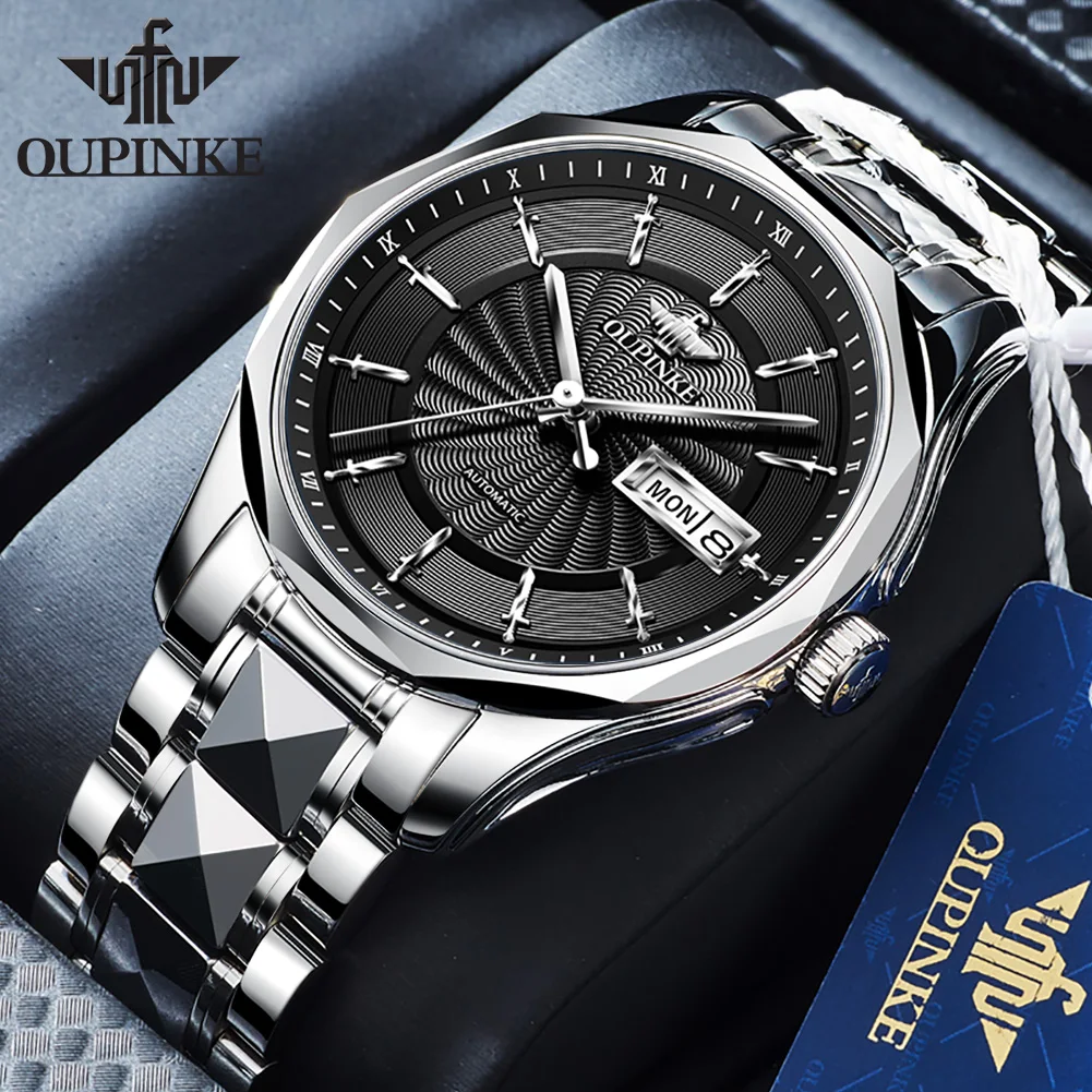 OUPINKE Luxury men mechanical watch with Sapphire Crystal Glass automatic watches for men Dress business waterproof male watch