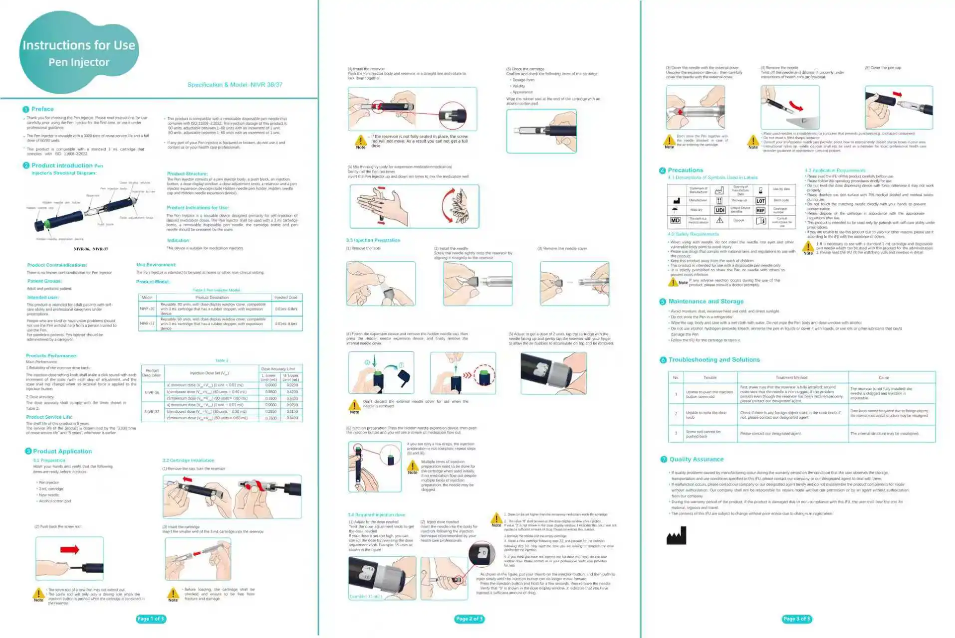 Personal Reusable Pen Injector, Portable 80 Units Insulin Pen/Pen Accessories