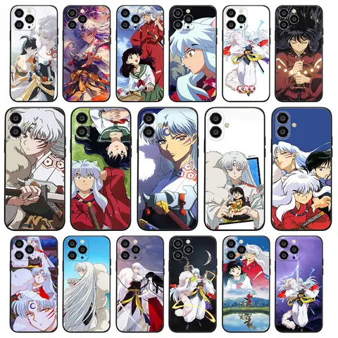 Matte Black Case For iPhone X XS 6 6S 14 15 16 Pro Max Plus KD-67 Inuyasha Seshomaru
