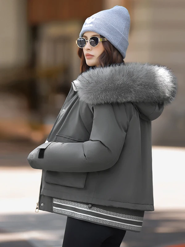 

Женская хлопковая куртка ort Thiened, новинка 202, осень-зима, маленький размер, хлеб, корейская версия, теплая застежка-молния с капюшоном