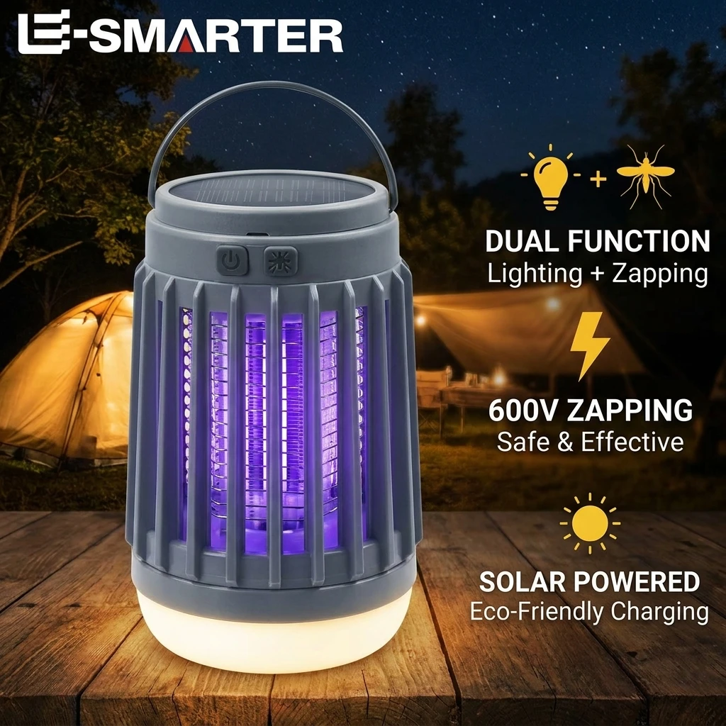 

Rechargeable Solar Mosquito Killer Lamp Portable Electric Fly Trap Zapper Insect Repellent Outdoor Camping Home Night Light