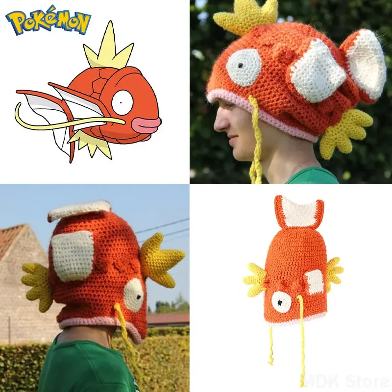

Кепка Magikarp с покемоном, облегающие шапки, вязаная зимняя шапка, шерстяная Милая вязаная шапка с аниме, шапка, аксессуар для костюма, подарки, теплая зимняя шапка, подарок