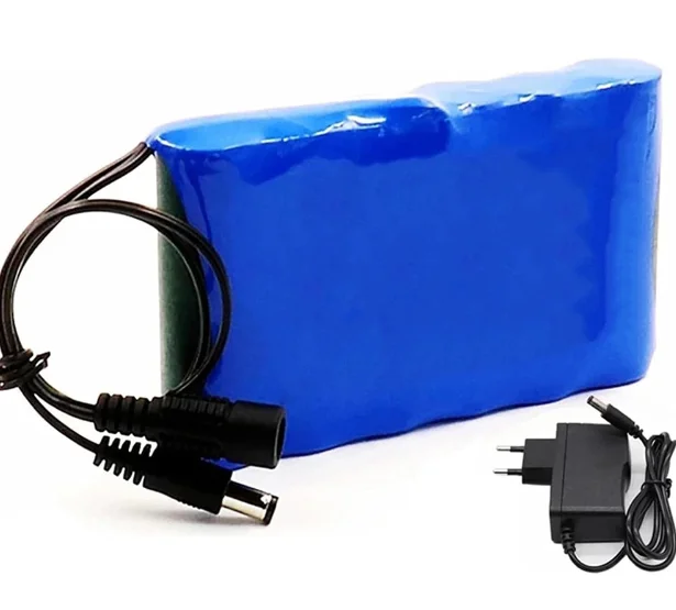 12V lithium battery, large capacity rechargeable 6000MAH audio light bulb, LED light 18650DC dual head toy, single row