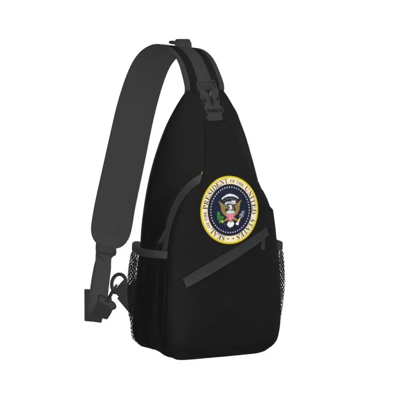 Mochila cruzada con sello Presidencial Americano para hombres, bolso de pecho de hombro personalizado, abrigo de brazos de EE. UU., viaje, senderismo, mochila de día