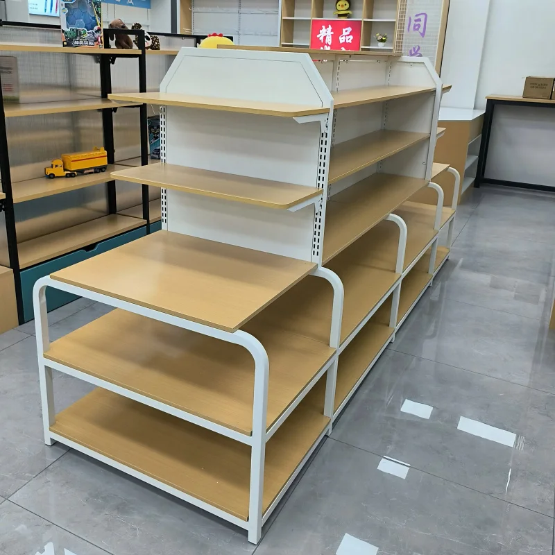 custom.Single-Sided Light Duty Wooden Display Stand Online Shop Table Display Shelf Snacks and Dolls UK-Shop