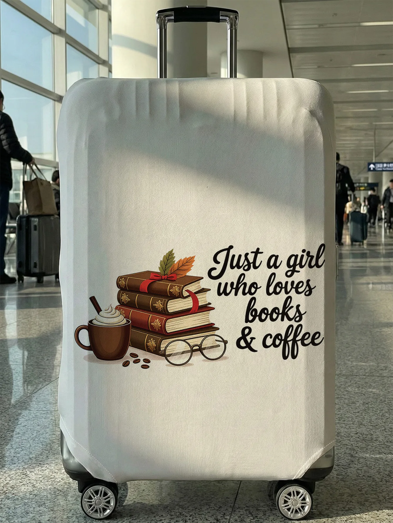 

Чехол для багажа с принтом «Книги и кофе», подходит для чемоданов 18-32 дюймов, чехол-накладка на ручку чемодана, дорожные аксессуары