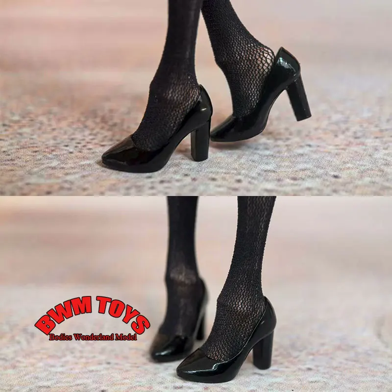 

In Stock 1/12 Scale Female Soldier Black Pointed Tip Thick High-heeled Sandals Model Shoes For 6inch romankey TBL Action Figure