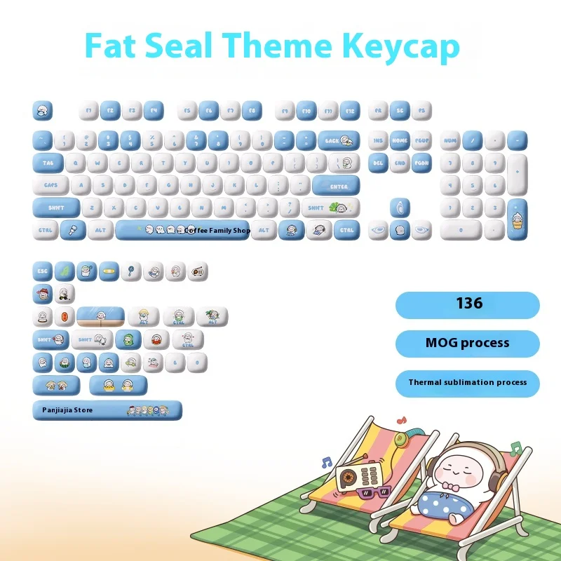 AKKO POCO Family Mechanical Keycaps MOG Profile 138keys For 108/104/98/96/87/84/75 PBT Thermal Sublimation Keyboard Pc Accessory