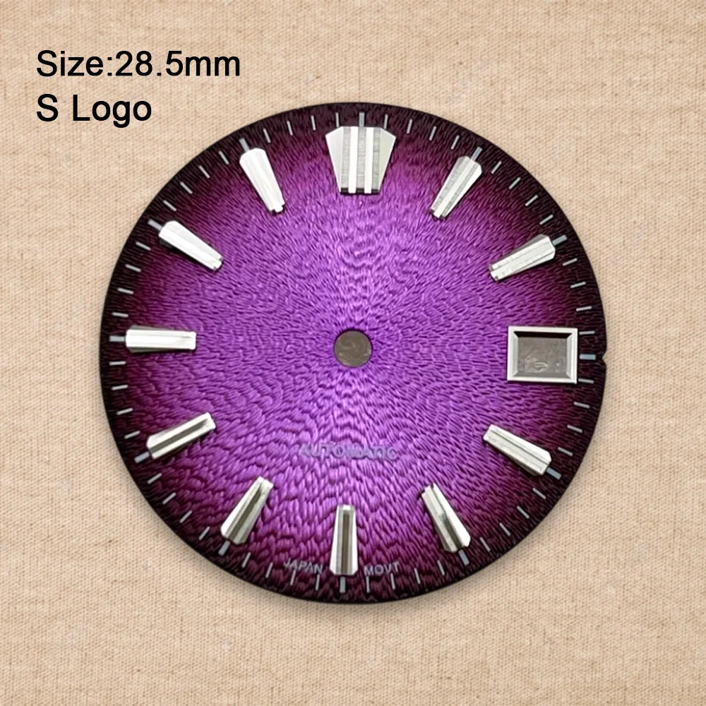 New S Logo 28.5mm Gradient Purple Dial Fit NH35 Movement No Luminous Watch Modification Accessories